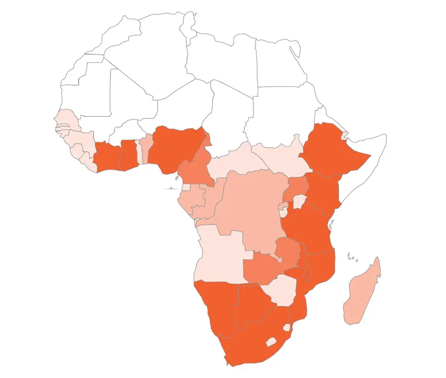 Countries in Africa where we provide merchant financial services